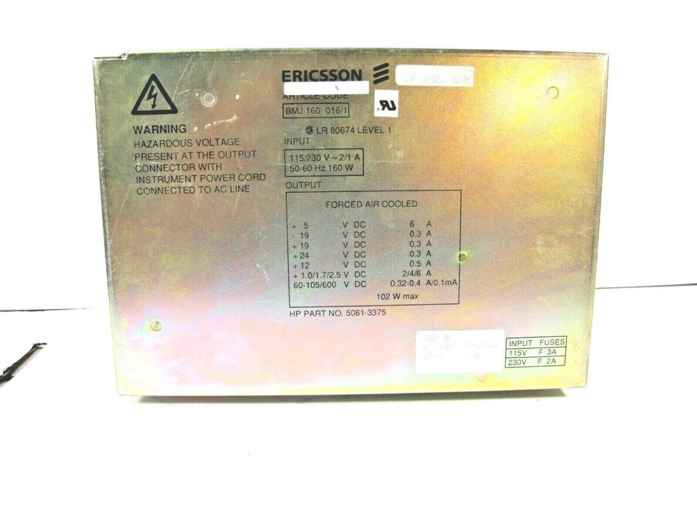HP Power Supply 5061-3375 Ericsson Dielectric BMJ 160016/1 63342-2 Capillary