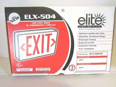 LOT OF 2 each Elite Lighting ELX-504-R-W Emergency Exit Sign for Damp Location