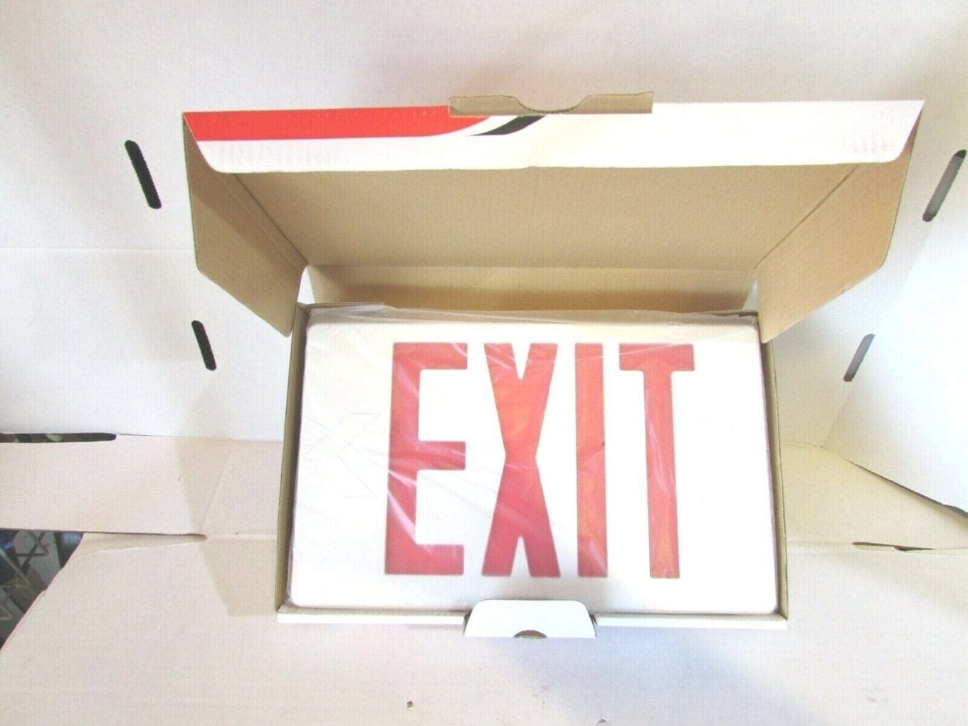 LOT OF 2 each Elite Lighting ELX-504-R-W Emergency Exit Sign for Damp Location