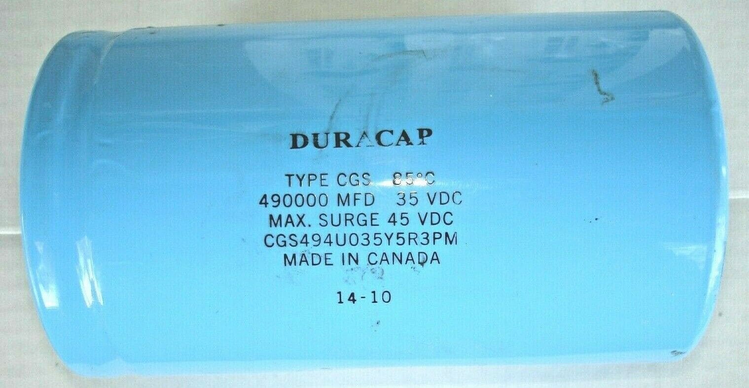 DURACAP ELECTROYLIC ALUMINUM CAPACITOR 490000 MFD 35VDC CGS494U035Y5R3PM