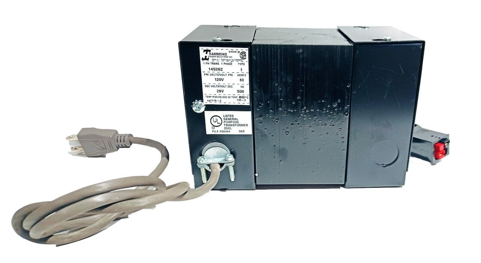 HAMMOND 145262 TRANSFORMER 1PH, 120V, TYPE E, 28V, 500VA, 17.5 AMPS