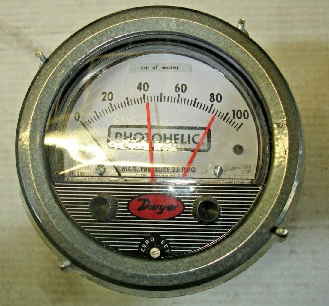DWYER 3040 PHOTOHELIC PRESSURE SWITCH / GAGE, 25 PSIG MAX. PRESSURE