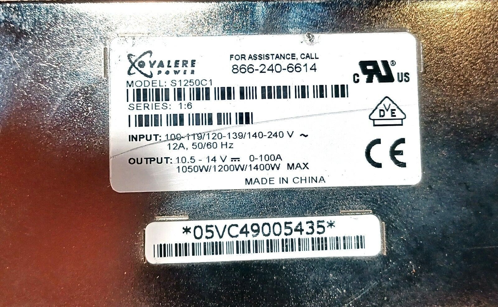 SPIRENT Communications Eltek Valere S1250C1-VV 100-240V 15A Power Supply