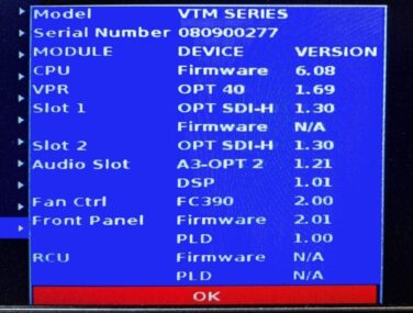 Harris VTM4140PKG Waveform Monitor OPT 40. OPT SDI-H, OPT A3-OPT 2