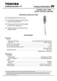 Toshiba 80 kV X-Ray tube designed for portable x-ray machines D-0813SB