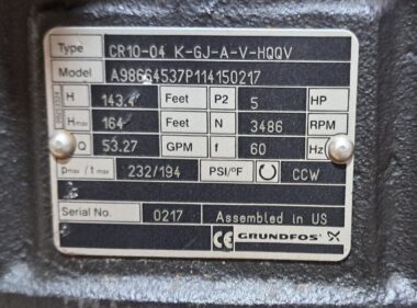 Grundfos CR10-04 K-GJ-A-V-HQQV with TECO Explosion Proof Motor XP0052C