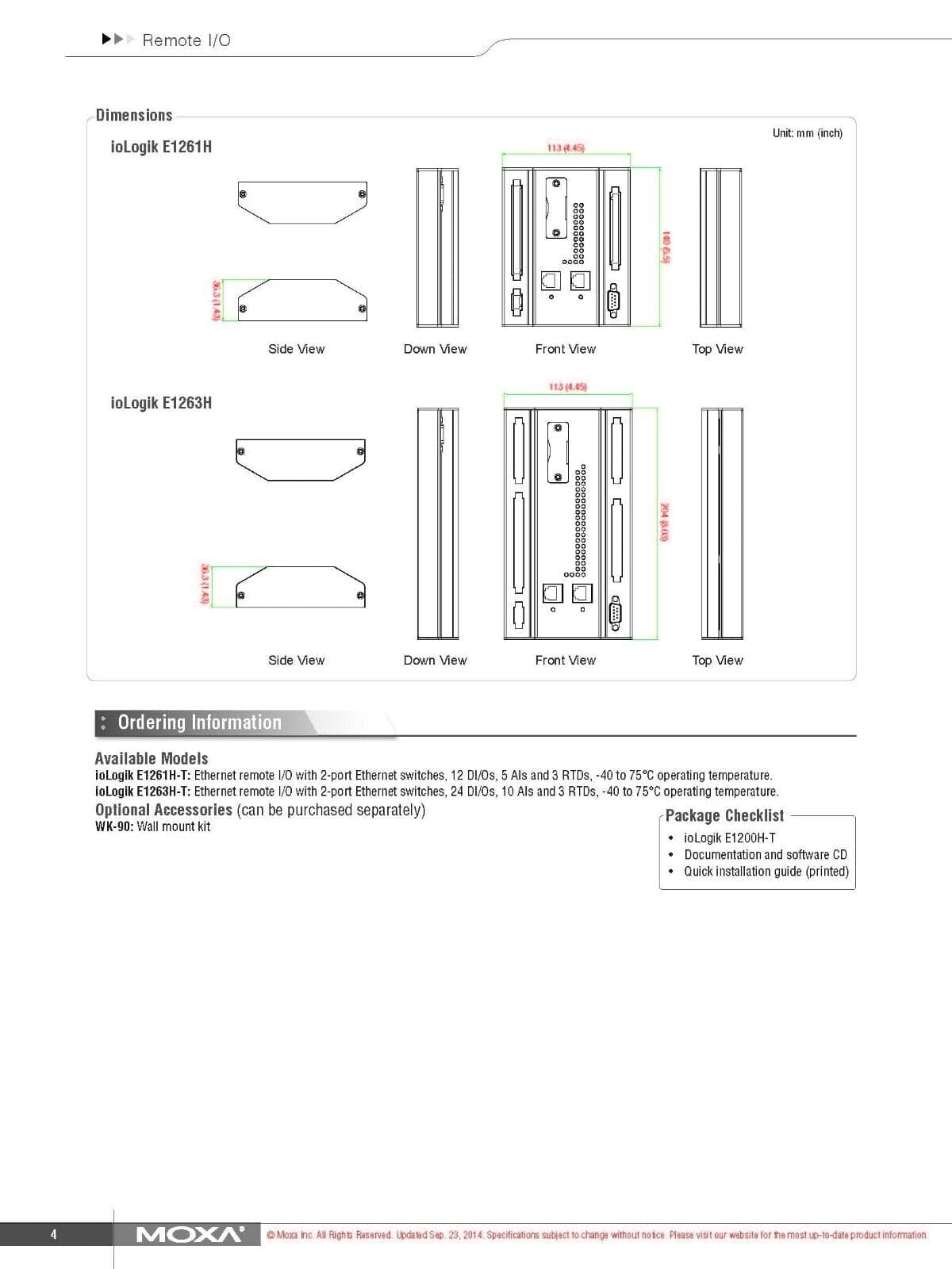 MOXA ioLogik E1261H-T REV: 1.1.0 ETHERNET REMOTE I/O