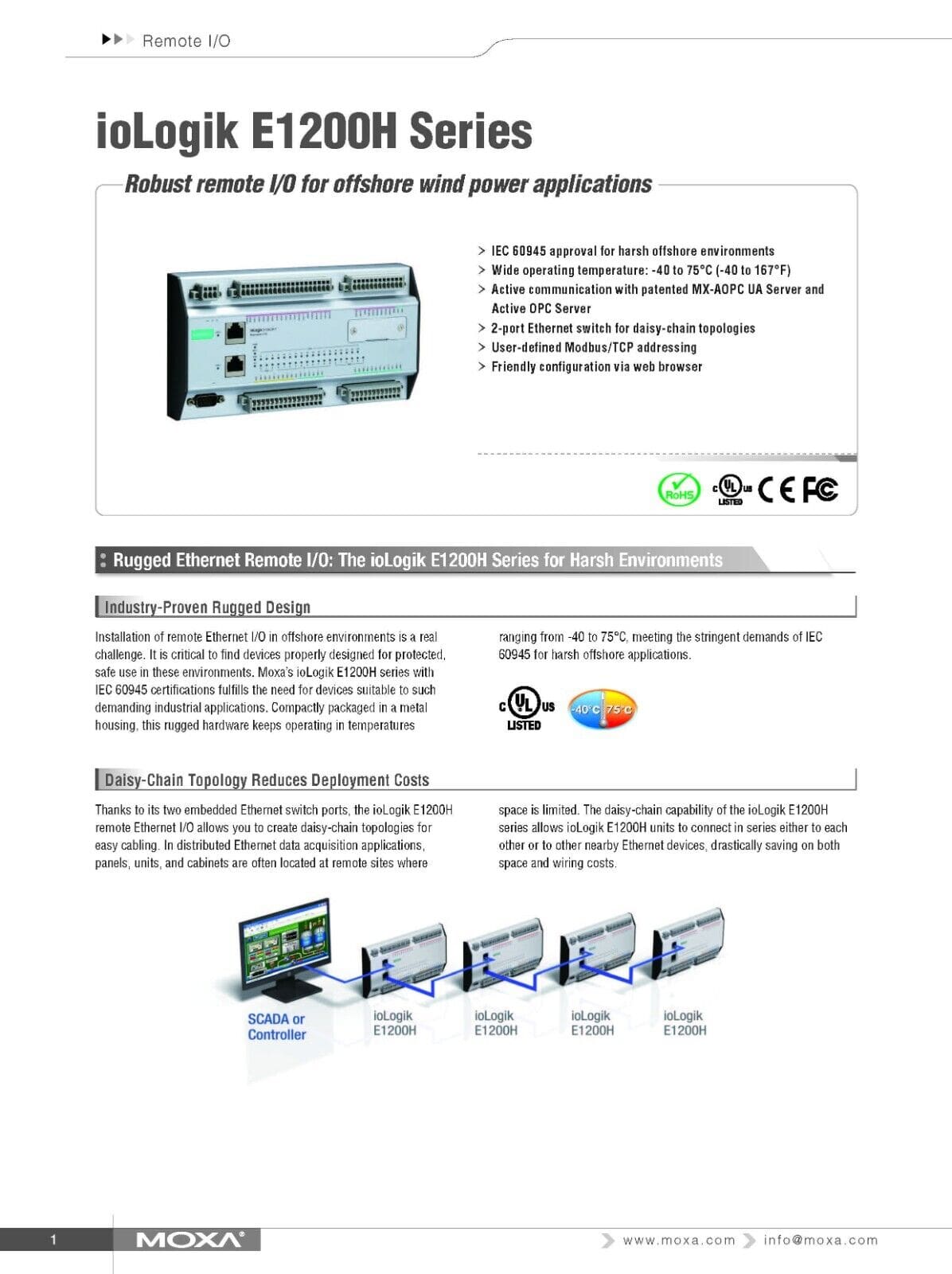 MOXA ioLogik E1261H-T REV: 1.1.0 ETHERNET REMOTE I/O