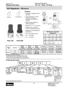 Parker Watts R344-02B Miniature Regulator R344-02BM027 SET @27 PSI