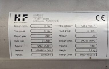 HENF 3050005B 4L AIR TANK FOR 230 PSI SERVICE
