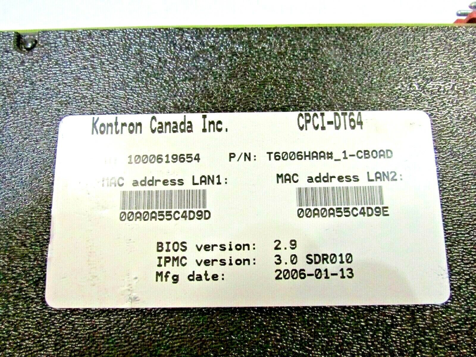 Kontron cPCI-DT64 - 6U Compact PCI 64 Bit DUAL PENTIUM III 66Mhz + 1 GB RAM