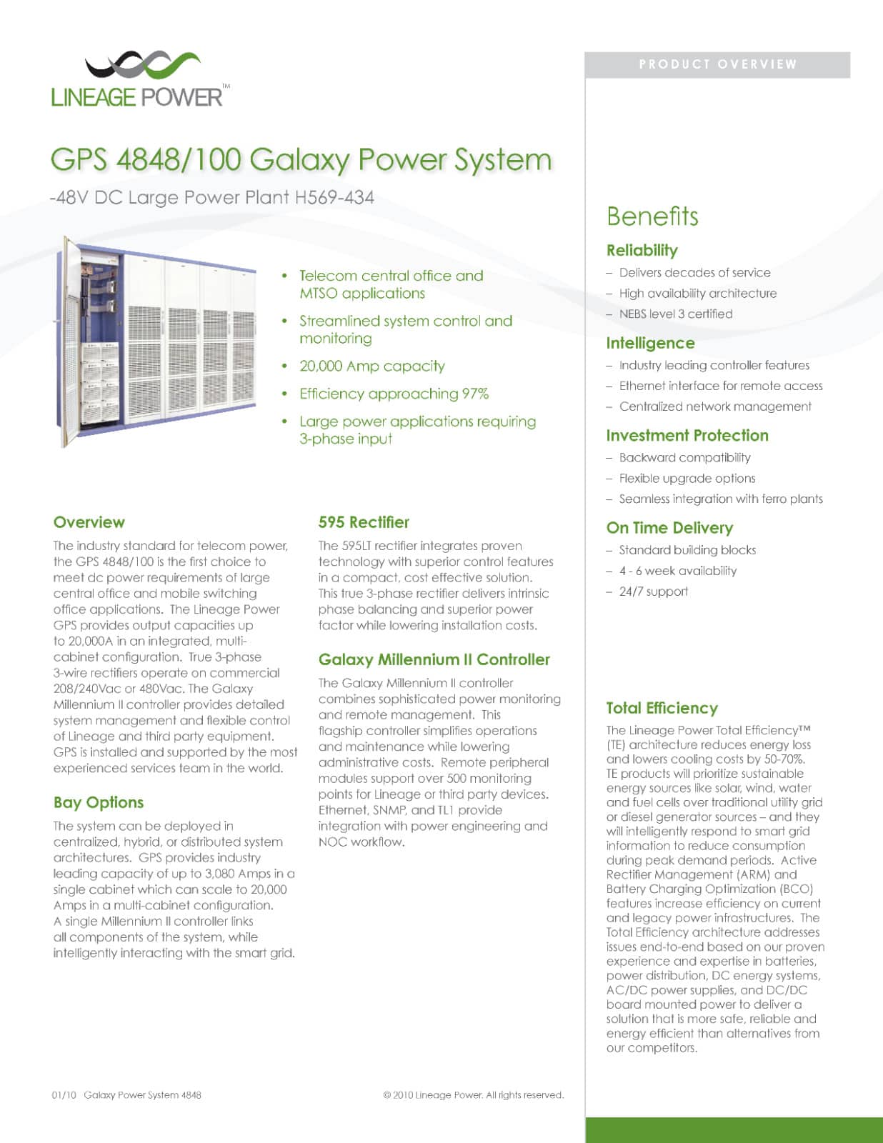 GE Lineage Power Galaxy Power Systems 4848/100, H569-434 Type BT Cabinet