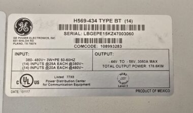 GE Lineage Power Galaxy Power Systems 4848/100, H569-434 Type BT Cabinet