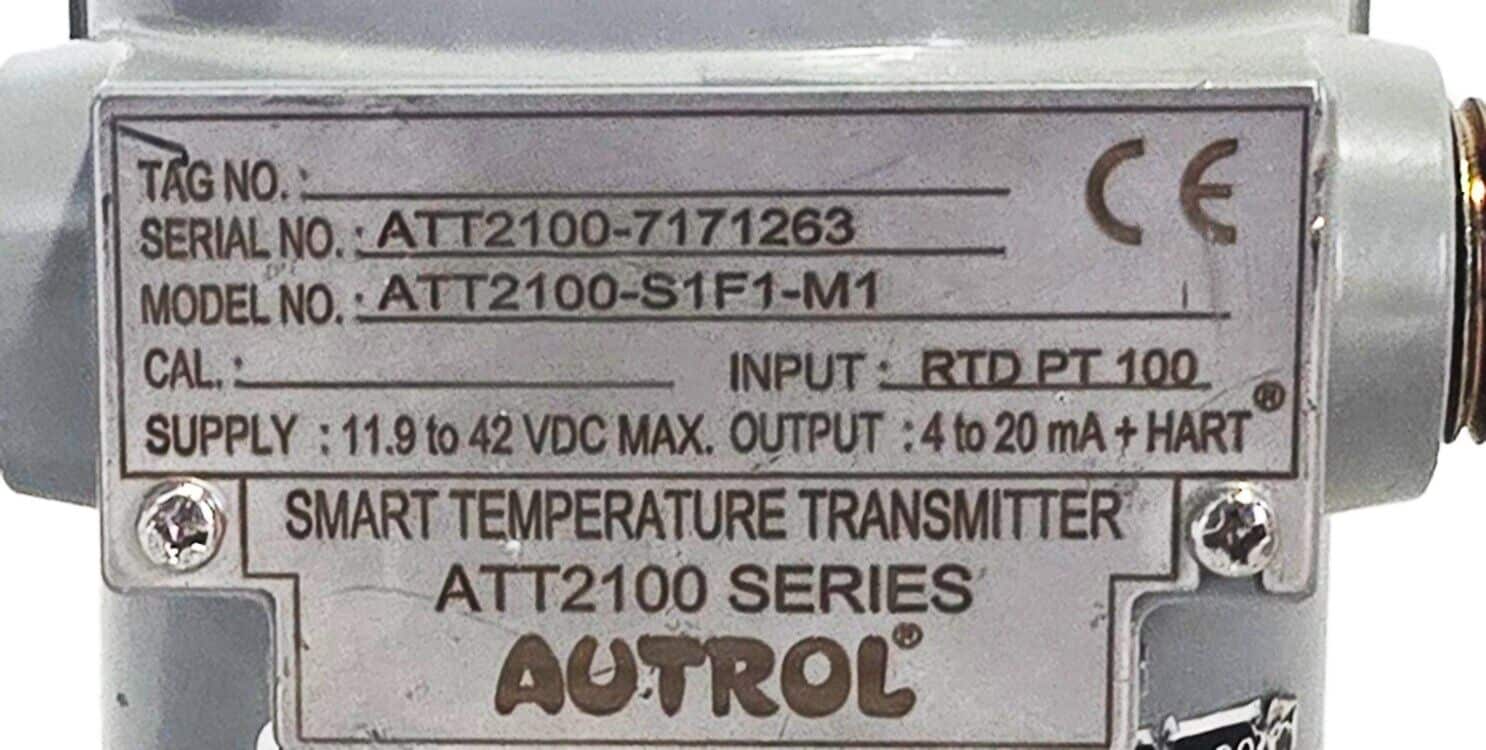 AUTROL SMART TEMPERATURE TRANSMITTER, ATT2100-S1F1-M1 , INPUT: RTD PT 100