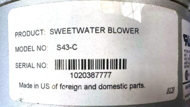 Pentair Sweetwater Regenerative Blowers, Model S43-C