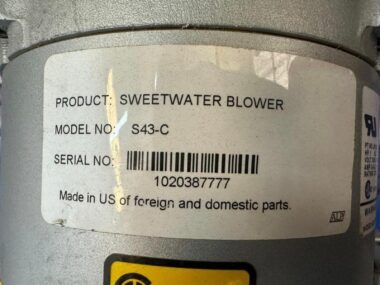 Pentair Sweetwater Regenerative Blowers, Model S43-C
