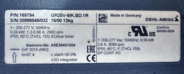 Siemens 1PH8 184-1DF102BA1Z Motor, 51–68 kW, 1500–2200 RPM, 355–500V, + Encoder