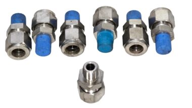 Lot of 7 Swagelok and Parker 316 SS 1/2" Compression Fitting with 3/8" Male