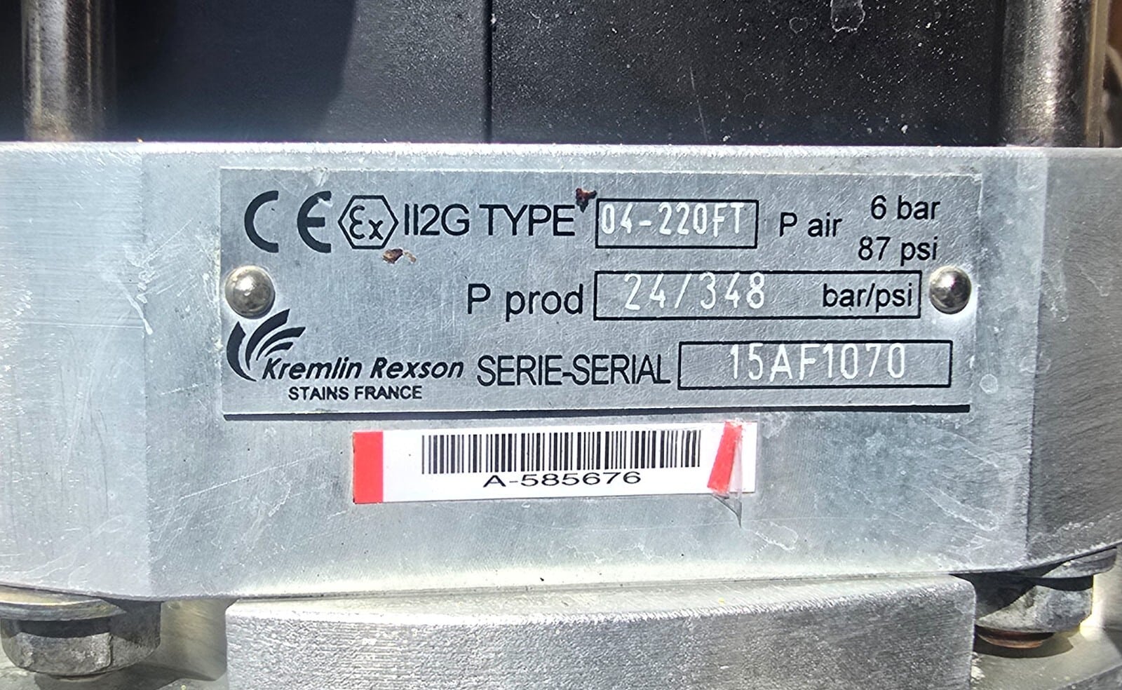Kremlin Rexson 112G 04-220FT Flowmax 4:1 Pneumatic Paint Pump 8.8L/min 348psi