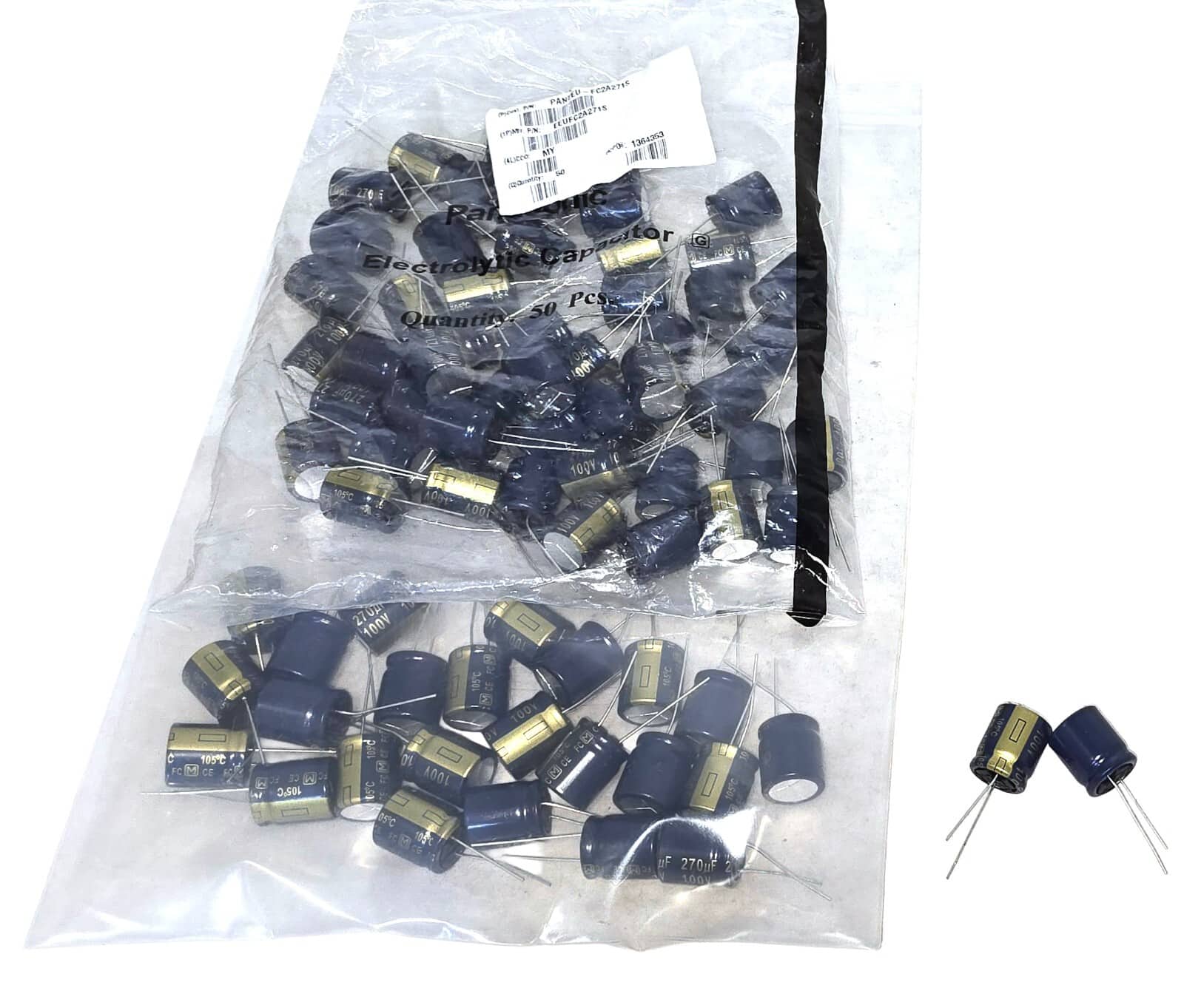 LOT OF 75 EACH Panasonic EEU-FC2A271S 270 µF 100 V Aluminum Electrolytic Cap