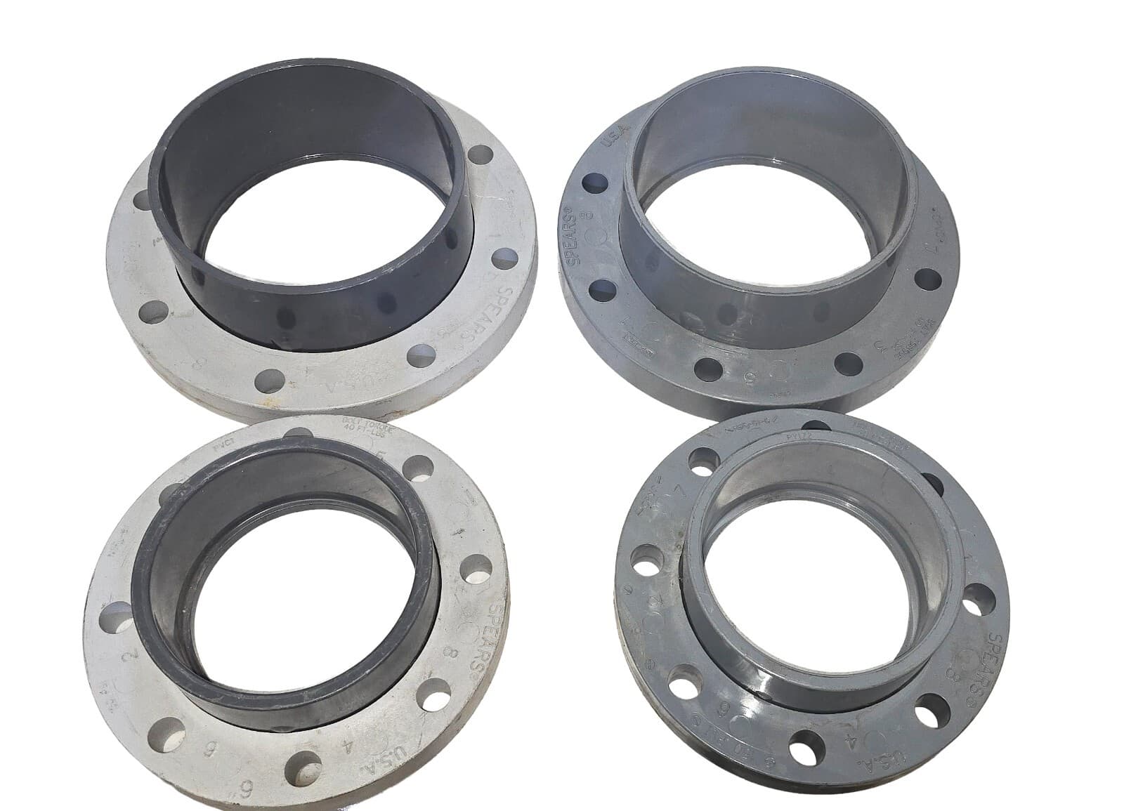 LOT OF 4 Spears Sch 40 8 Bolt 2 PIECE FLANGES 8" & 6" PCV1 & CPVC