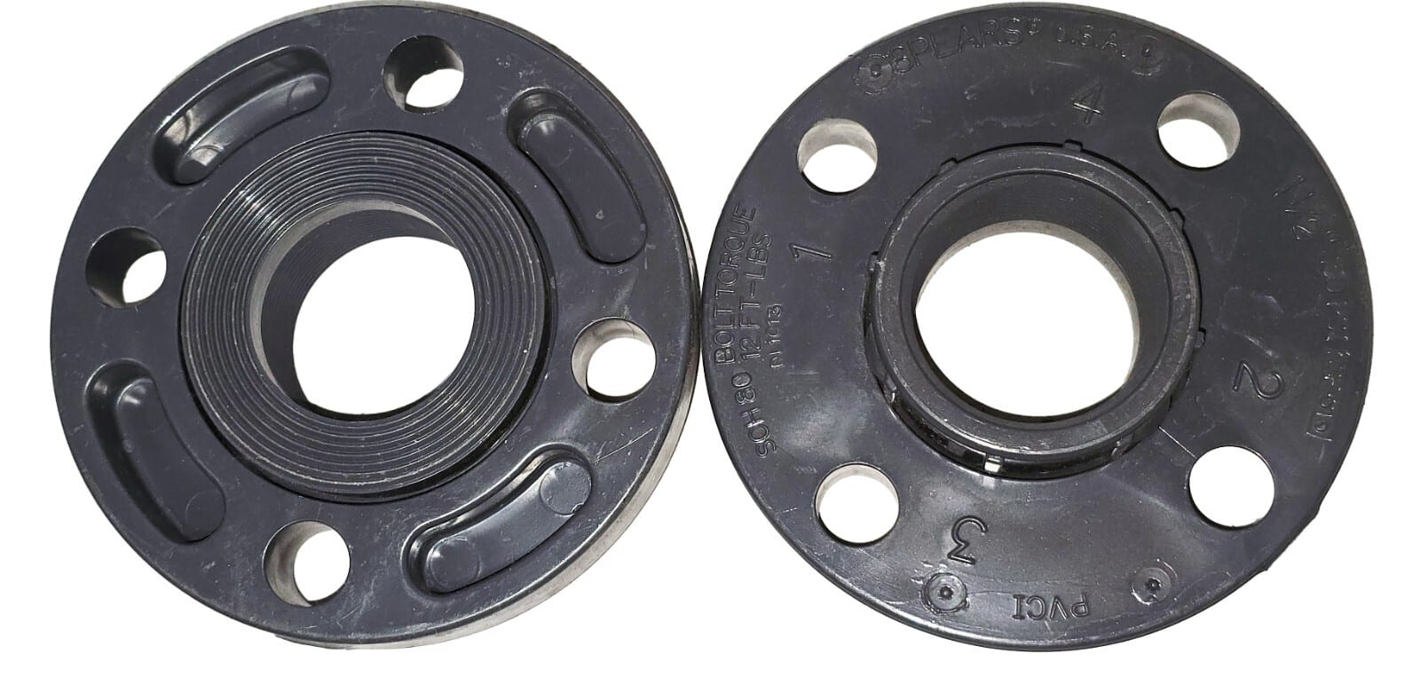 LOT OF 10 Spears 1-1/2" THREADED 150 PSI Flange PVC1 Sch 80, 2-Piece Van Stone