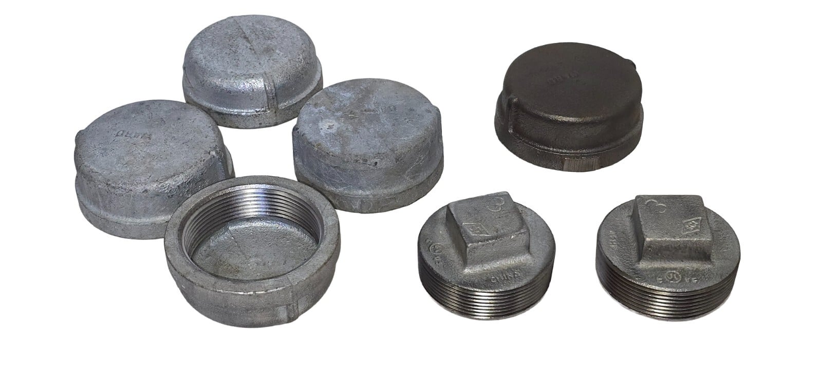 LOT OF 8 EACH 3" NPT PIPE CAPS / PLUGS