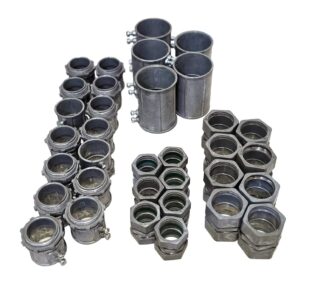 LOT OF 34 EMT COUPLINGS 2", 1-1/2" & 1"