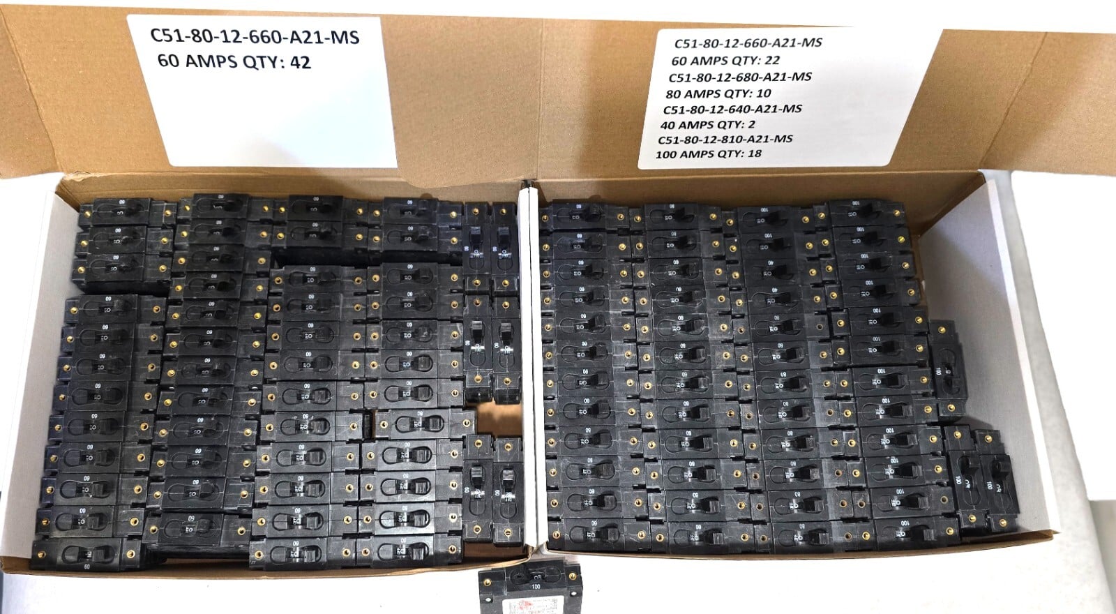 LOT OF 94 Carling Technologies CS1-80-12-XXX-A21-MG 80vdc Circuit Breaker