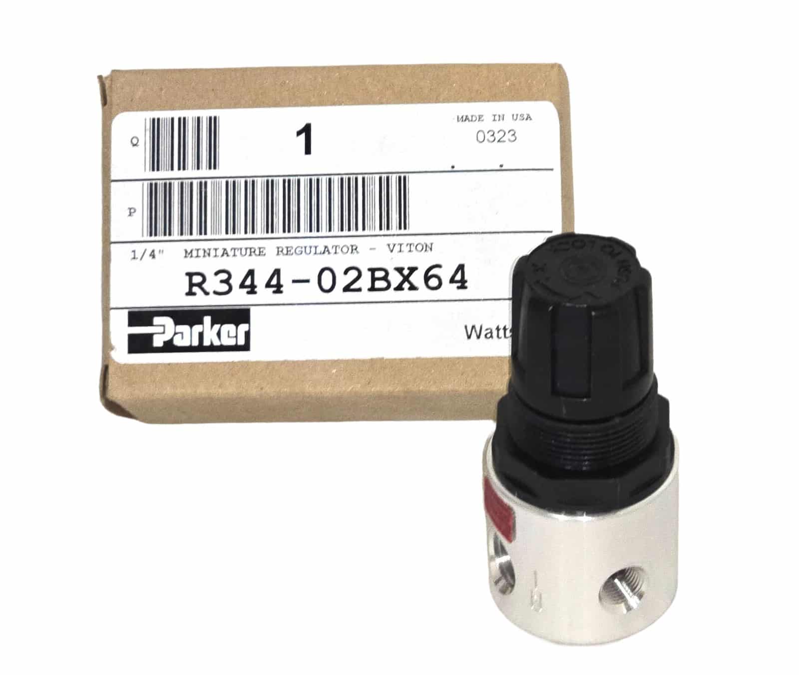 Parker R344‑02BX64 Regulator, 1/4" NPT, 5–125 psi, Miniature Air, X64 Rating