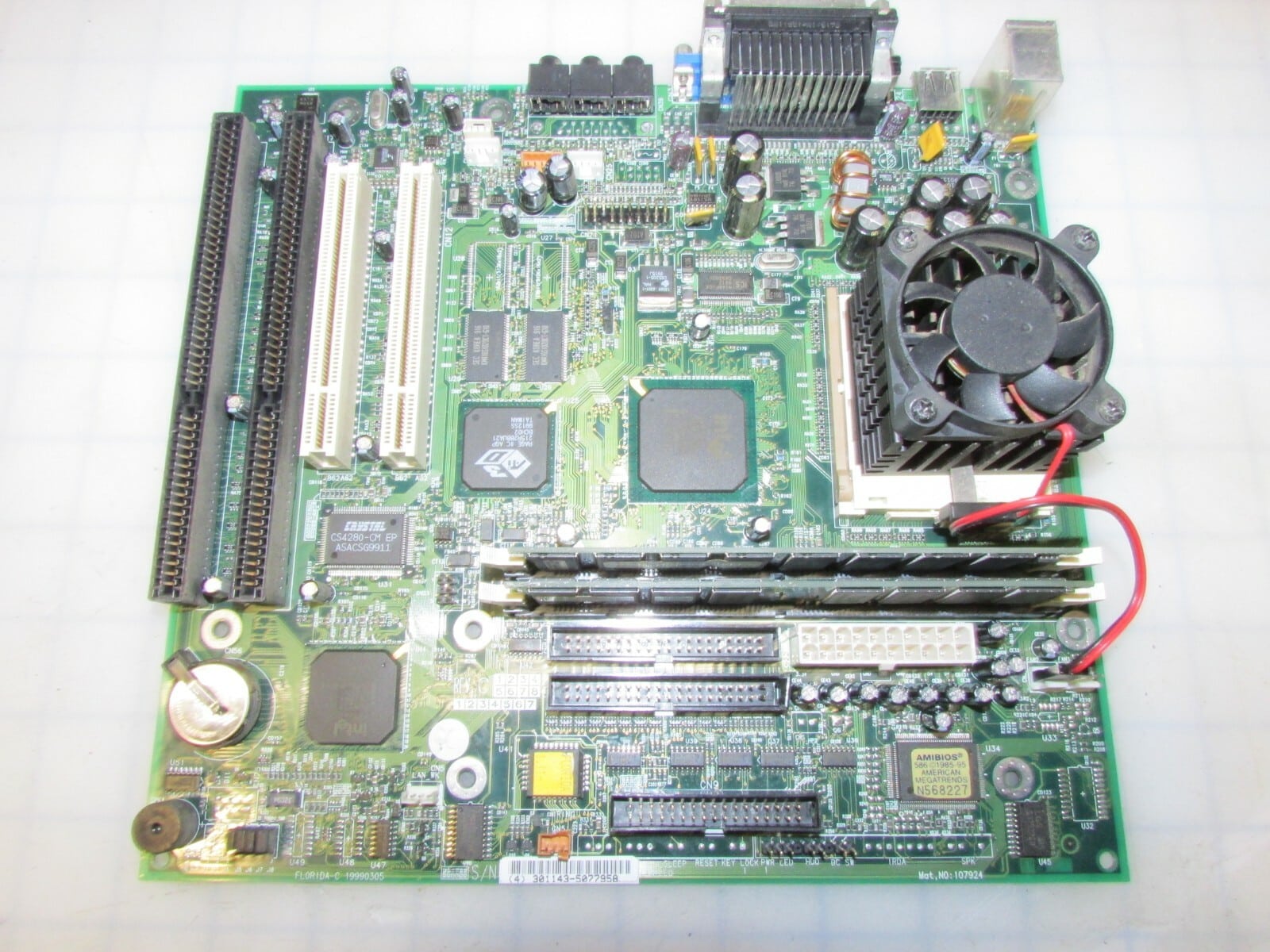 TRIGEM 107924, 301143-5077958 MOTHERBOARD WITH CELERON SL3A2 CPU +256MB RAM