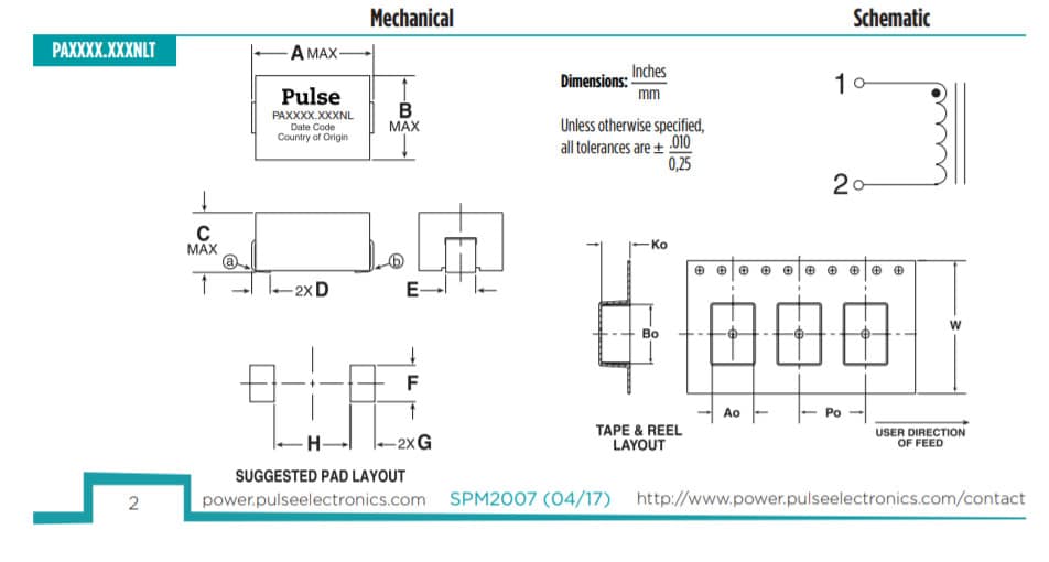 Pulse Electronics Fixed SMT POWER BEAD INDUCTOR 300 PIECE REEL # PA0513.211NLT