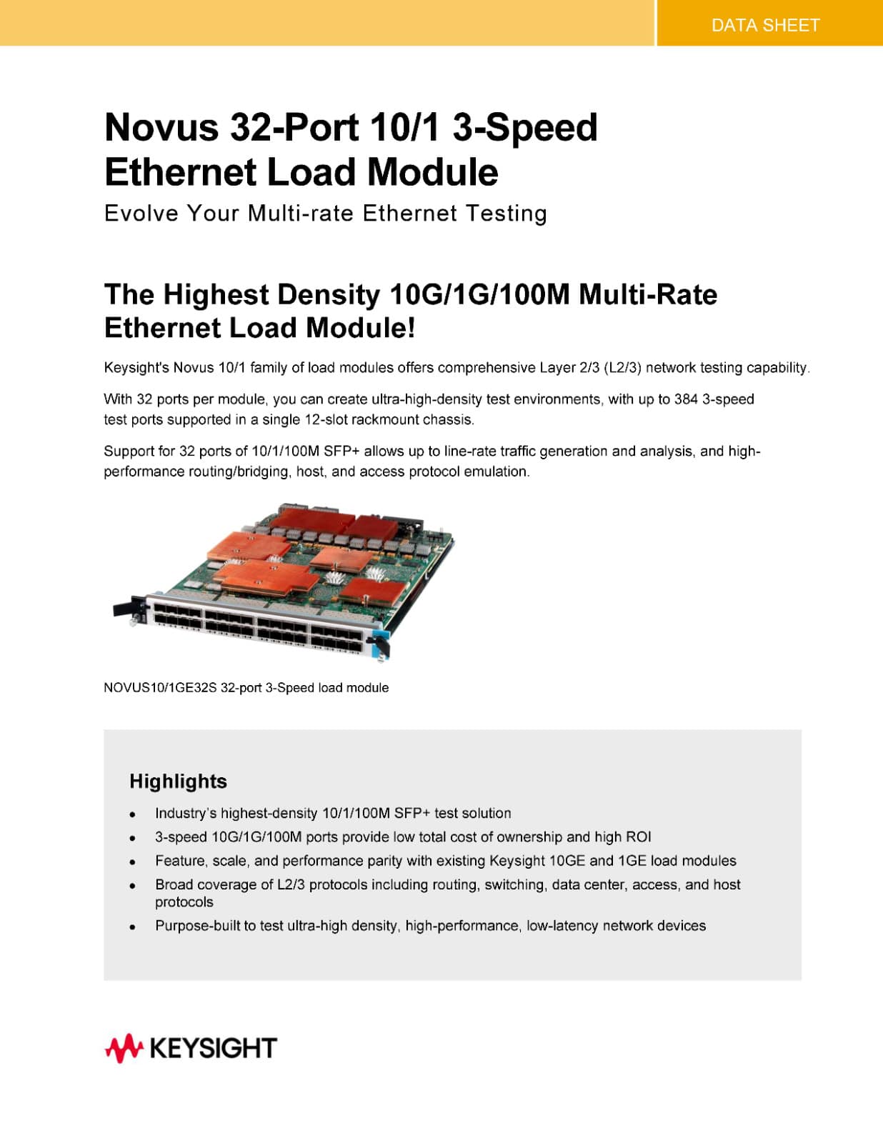 IXIA NOVUS 10/1GE32S 32-port 3-Speed load module