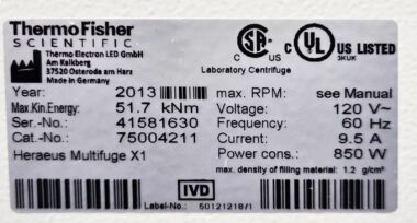 Thermo Heraeus Multifuge X1 Tested w/ Rotor 75003629 Buckets 75003655