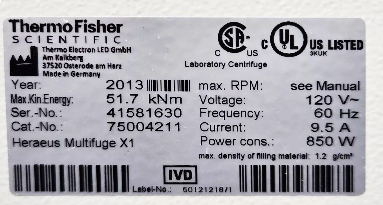 Thermo Heraeus Multifuge X1 Tested w/ Rotor 75003629 Buckets 75003655