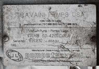 Travaini TRHB 50-420/C/RA Two-Stage Liquid Ring Vacuum Pump 20HP Baldor 460V 3PH
