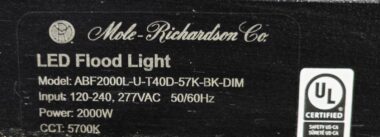 Mole-Richardson ABF2000L 2000W LED Flood Light 2700-6500K Tunable DMX Studio