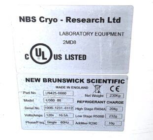 New Brunswick Innova U360-86 -86°C Ultra Low Freezer 12.7 Cu Ft 120V