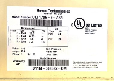 Revco ULT1786-9-A35 -86°C Ultra-Low Freezer 17 Cu Ft 115V