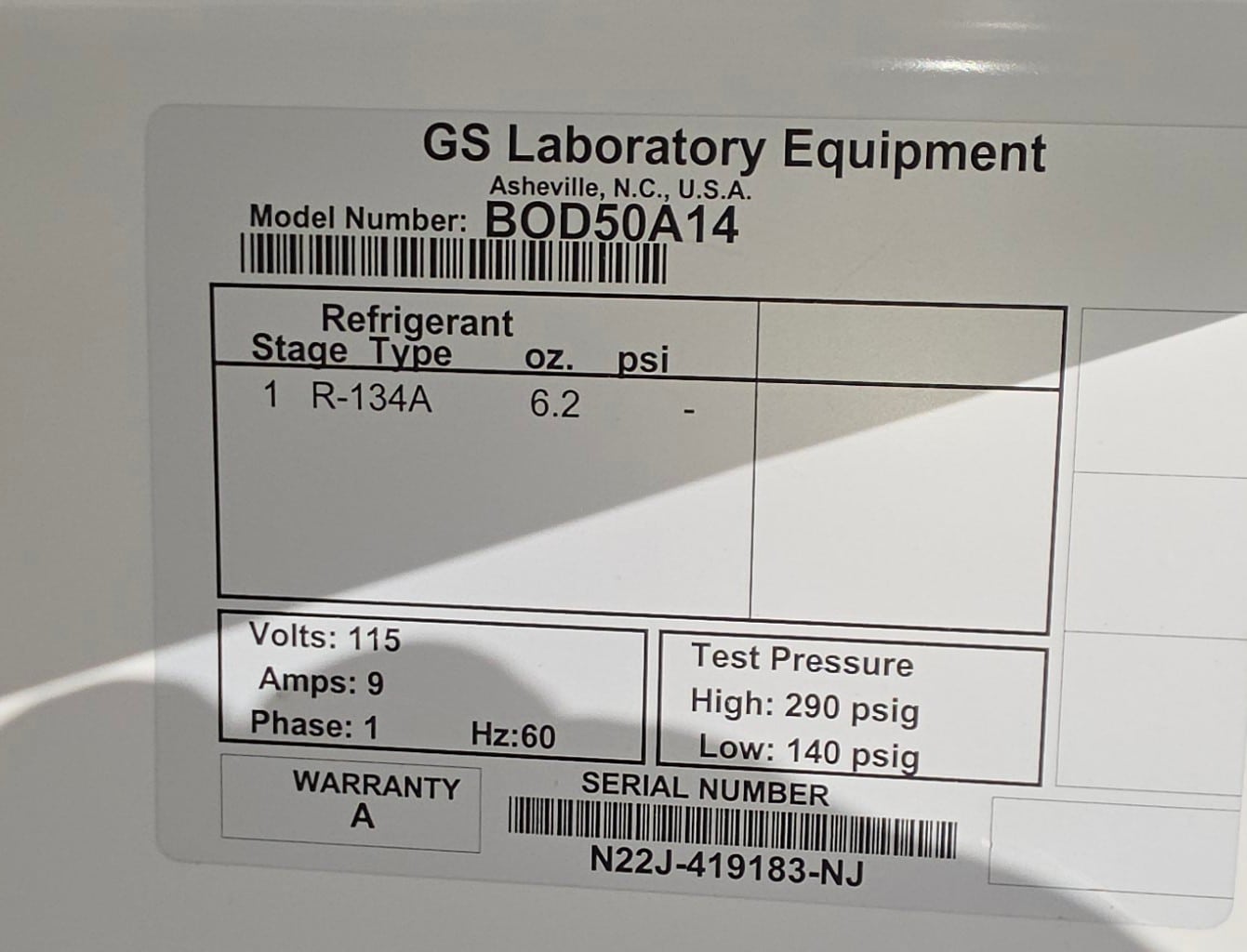 Kendro Revco BOD50A14 BOD Incubator Lab Refrigerator Recorder 115V