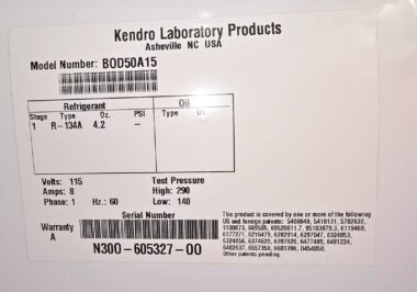 Kendro Revco BOD50A15 Low Temp BOD Incubator Lab Refrigerator 115V