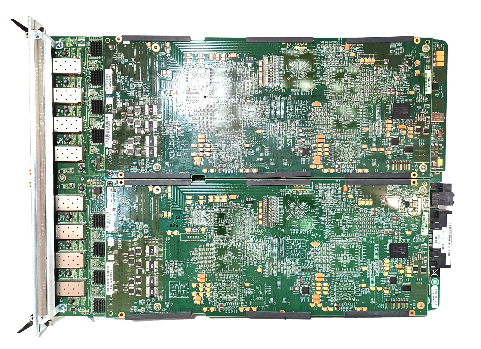 Top-down view of a refurbished Ixia NGY LSM10GXM8S-01 8-port SFP+ 10 Gigabit Ethernet load module from our inventory