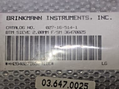 Brinkmann 027-16-514-1 Bottom Sieve 2.00 mm for Retsch SM Mill 03.647.0025